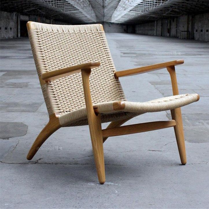 Solid Wood Frame Dining Arm Chair Indoor Arm Chair in Black and Natural