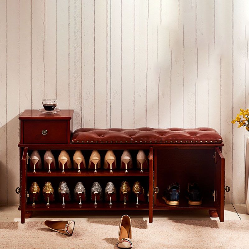 Traditional Entryway Bench Solid Wood Bench with Upholstered , 13.65 Inch W Clearhalo 'Benches' 'Chairs & Seating' 'furn' 'furn_benches' 'Furniture' 'Living Room Furniture' 1200x1200_af1500f5-22d1-4a63-9234-99ec436334e4