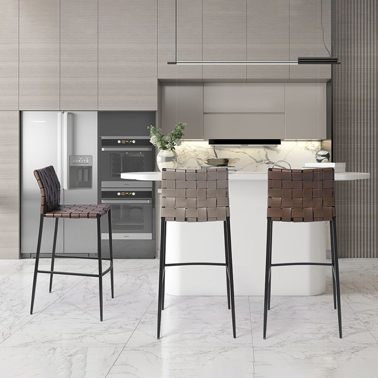 Faux Leather Bar Stools Low Back Dining Stools with Metal Base Clearhalo 'Bar Furniture' 'Bar Stools' 'bar_stools' 'furn' 'furn_bar_stools' 'Furniture' 'Kitchen & Dining Furniture' 1200x1200_af15090a-8a4d-4e84-abbd-3121bd9fba64