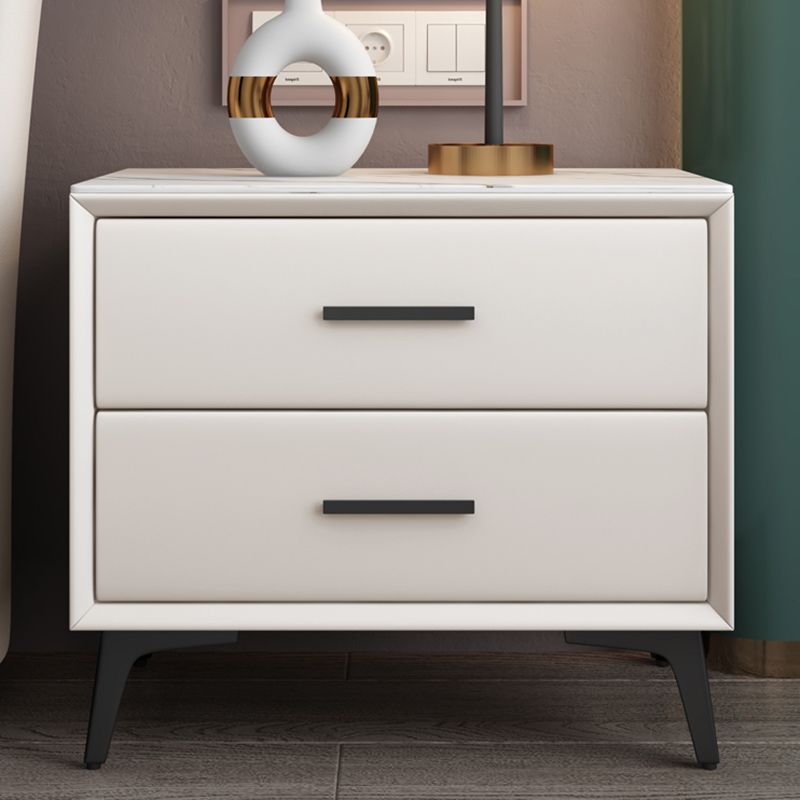 Modern Nightstand Stone Accent Table Nightstand with 2 Drawers Clearhalo 'Bedroom Furniture' 'furn' 'furn_night_stand' 'Furniture' 'night_stand' 'Nightstands' 1200x1200_af1523dd-86d2-4af6-98cc-b82d67714b02