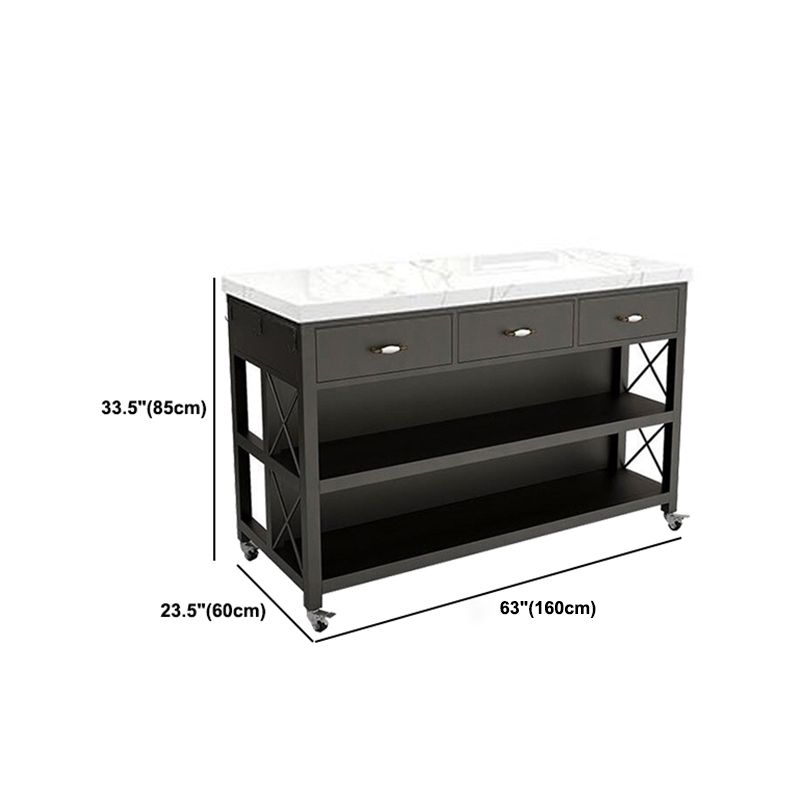 Modern Style Rolling Kitchen Cart Metal Rectangular Kitchen Island Cart with Drawer Clearhalo 'furn' 'furn_kitchen_islands_carts' 'Furniture' 'Kitchen & Dining Furniture' 'Kitchen Islands & Carts' 'kitchen_islands_carts' 1200x1200_af156e40-8fdf-42c7-81bf-bffc2aec903f
