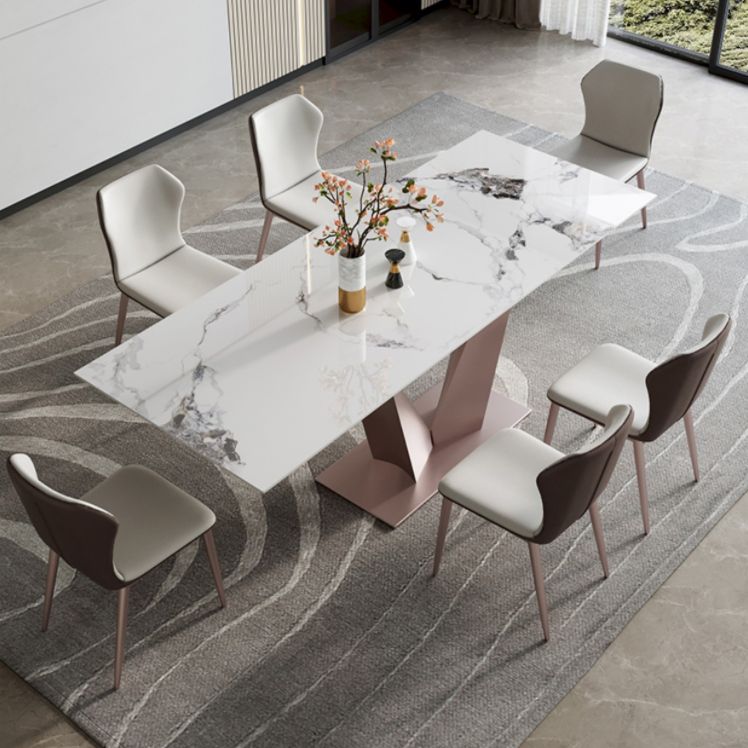 Modern Sintered Stone Top Dining Set Rectangle 1/4/6/7 Pieces Dining Room Table Set Clearhalo 'Dining Room Sets' 'Dining Tables & Seating' 'dining_room_set' 'furn' 'furn_dining_room_set' 'Furniture' 'furniture_dining_room_set' 'Kitchen & Dining Furniture' 1200x1200_af1600e4-52ea-4cd4-a0b2-4054fb696fe8