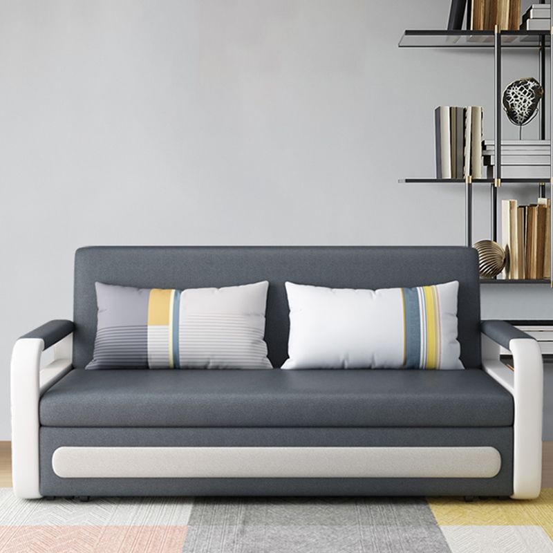 Tight Back Convertible Fabric Sofa Bed 33.46"H High Wear Resistance Square Arm Sofa Bed Clearhalo 'furn' 'furn_sofas' 'Furniture' 'furniture_sofas' 'kitchen' 'kitchen_sofas' 'Living Room Furniture' 'Sofa' 'sofas' 1200x1200_af16c70f-d7cd-46d2-aa86-e18ade297587
