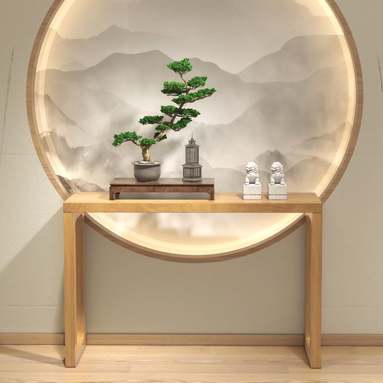 Solid Wood Console Table 33.46" Tall 1-shelf Accent Table with Sled Base Clearhalo 'Console Tables' 'console_tables' 'Entry & Mudroom Furniture' 'furn' 'furn_console_tables' 'Furniture' 1200x1200_af16ee45-fa43-486f-accf-b193caef2dfb