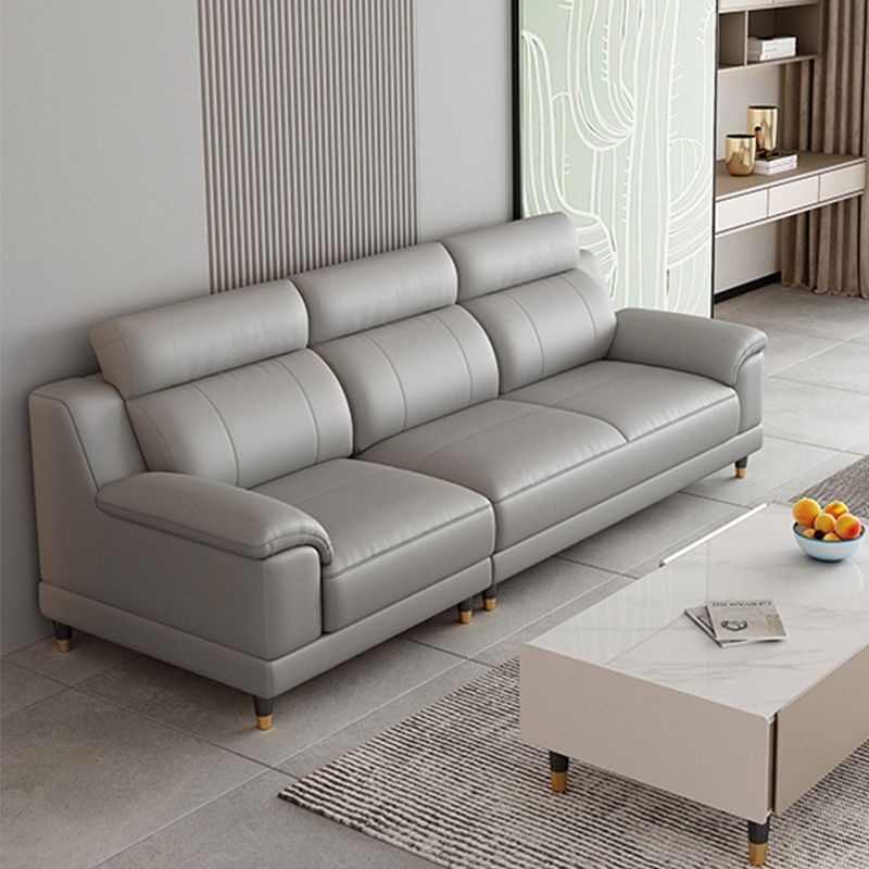 Light-grey Contemporary Sofa Genuine Leather Living Room Sofa & Chaise Clearhalo 'furn' 'furn_sectionals' 'Furniture' 'Living Room Furniture' 'Sectionals' 1200x1200_af178a5d-4730-454f-aae0-31e05283f73c
