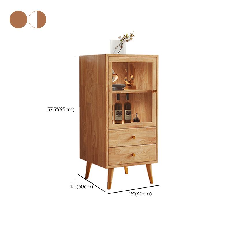 Modernist Cabinet Natural Finish Side Cabinet with Glass Paned