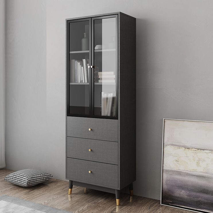 Manufactured Wood Glam Standard Bookcase Closed Back Bookcase with Glass Door Clearhalo 'Bookcases' 'furn' 'furn_bookcases' 'Furniture' 'furniture_bookcases' 'kitchen' 'kitchen_bookcases' 'Living Room Furniture' 'Office Furniture' 1200x1200_af19bb7e-30bc-467f-998a-daebf5cc7e9f