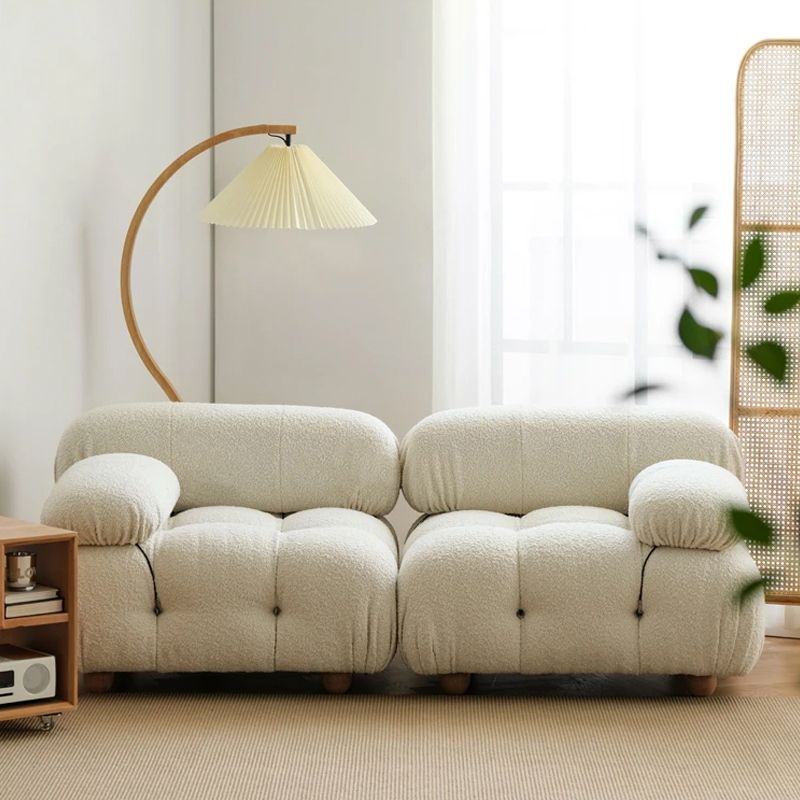 Contemporary Biscuit Back Sofa 26.38"High Velvet Couch for Living Room,White Clearhalo 'furn' 'furn_sofas' 'Furniture' 'furniture_sofas' 'kitchen' 'kitchen_sofas' 'Living Room Furniture' 'Sofa' 'sofas' 1200x1200_af1abd20-f5cc-4845-aae3-28f60fed0b92