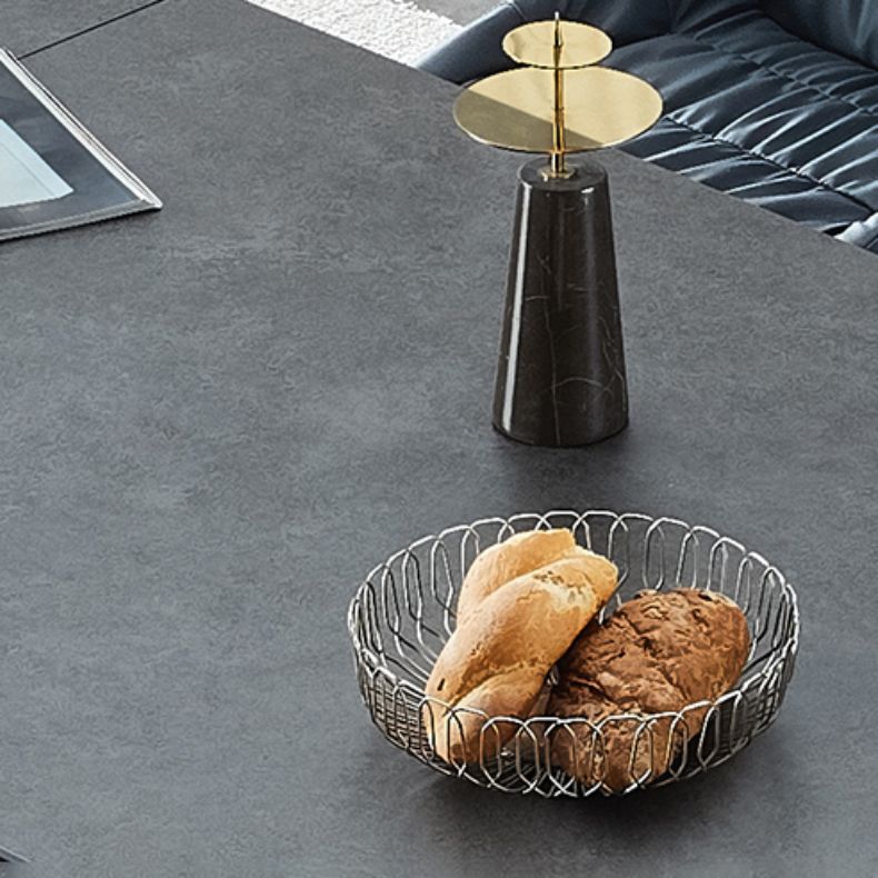 Rectangular Extendable Dining Table Modern Grey Stone Table Top for Dining Room