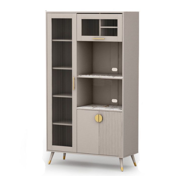 Ultra Modern Dining Hutch Glass Doors Faux Wood Storage Cabinet for Dining Room Clearhalo 'Display & China Cabinets' 'display_china_cabinets' 'furn' 'furn_display_china_cabinets' 'Furniture' 'Kitchen & Dining Furniture' 1200x1200_af1b2cd8-cc94-4302-8fae-e706c8e2f217