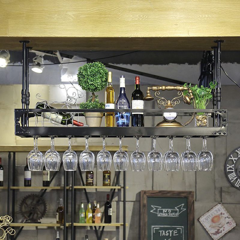 Metal Hanging Wine Holder Rack Modern Style Wine Shelf -47.2"L x 13.8"W x 5.9"H Clearhalo 'furn' 'furn_wine_racks' 'Furniture' 'Kitchen & Dining Furniture' 'Wine Racks' 'wine_racks' 1200x1200_af1b6286-2e96-49b7-82eb-4a5eb12e3c89