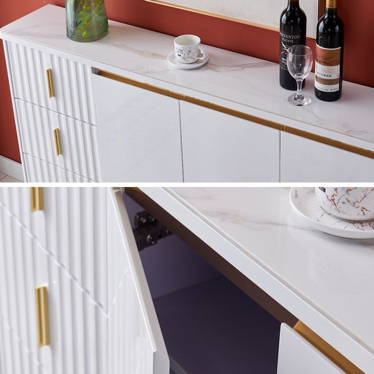 Stone in stile glam 34 "H sala da pranzo sideboard a 3 tradotto server buffet in bianco