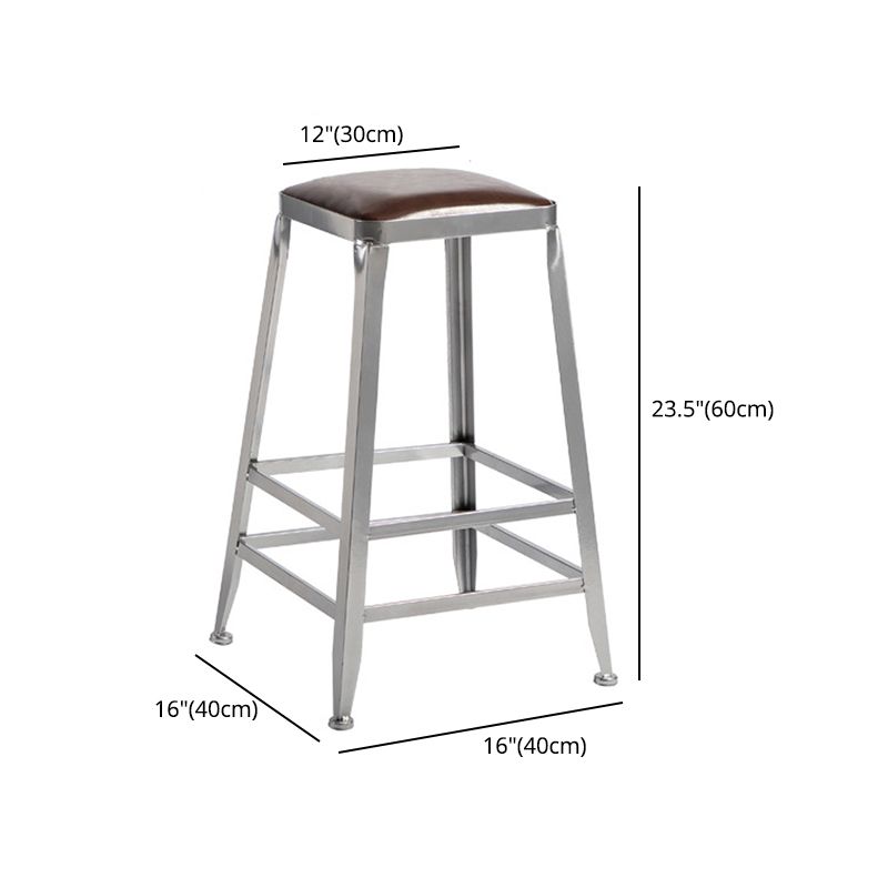 Industrial Leather Bar and Counter Stool Metal Stool with 4 Legs Clearhalo 'Bar Furniture' 'Bar Stools' 'bar_stools' 'furn' 'furn_bar_stools' 'Furniture' 'furniture_bar_stools' 'Kitchen & Dining Furniture' 1200x1200_af1d87a0-38b4-4cb0-b1f2-97f4fb92fefd