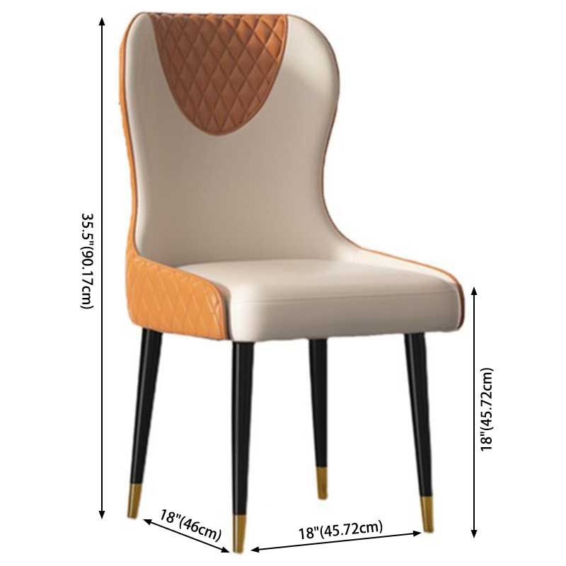 Modern Style Leather Chair Armless Parsons Chair with Wooden Legs for Kitchen Clearhalo ' kitchen&dining_furn' 'Dining Chairs' 'Dining Tables & Seating' 'dining_chair' 'furn' 'furn_dining_chair' 'Furniture' 'furniture_dining_chair' 'Kitchen & Dining Furniture' 'kitchen' 1200x1200_af1f320f-8828-4d6b-8fca-7918fa1f43cd