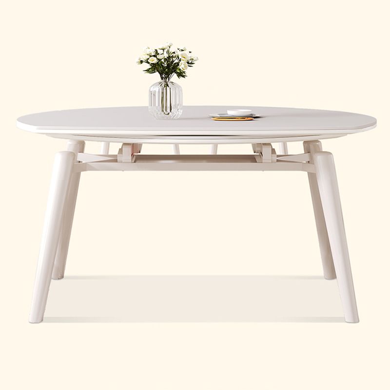 Zeitgenössischer runder ausziehbarer Stein Esstisch mit hölzernen Beinen