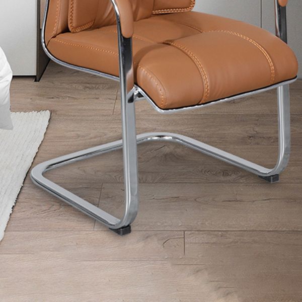 Modern style Task Chair Faux Leather No Wheels Office Chair with Fixed Arms Clearhalo 'furn' 'furn_office_chair' 'Furniture' 'Office Chairs' 'Office Furniture' 'office_chair' 1200x1200_af2123cc-e1ef-44b2-9edd-4451105e0e78