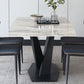 Modern Style Sintered Stone Dining Table Gray Rectangle Table with Pedestal Clearhalo ' dining_table' 'Dining Tables & Seating' 'Dining Tables' 'Furniture' 'furniture_dining_table' 'Kitchen & Dining Furniture' 'kitchen&dining_furn' 'kitchen' 'kitchen_dining_table' 1200x1200_af2206eb-f806-4302-90e0-10a9a3777c1f