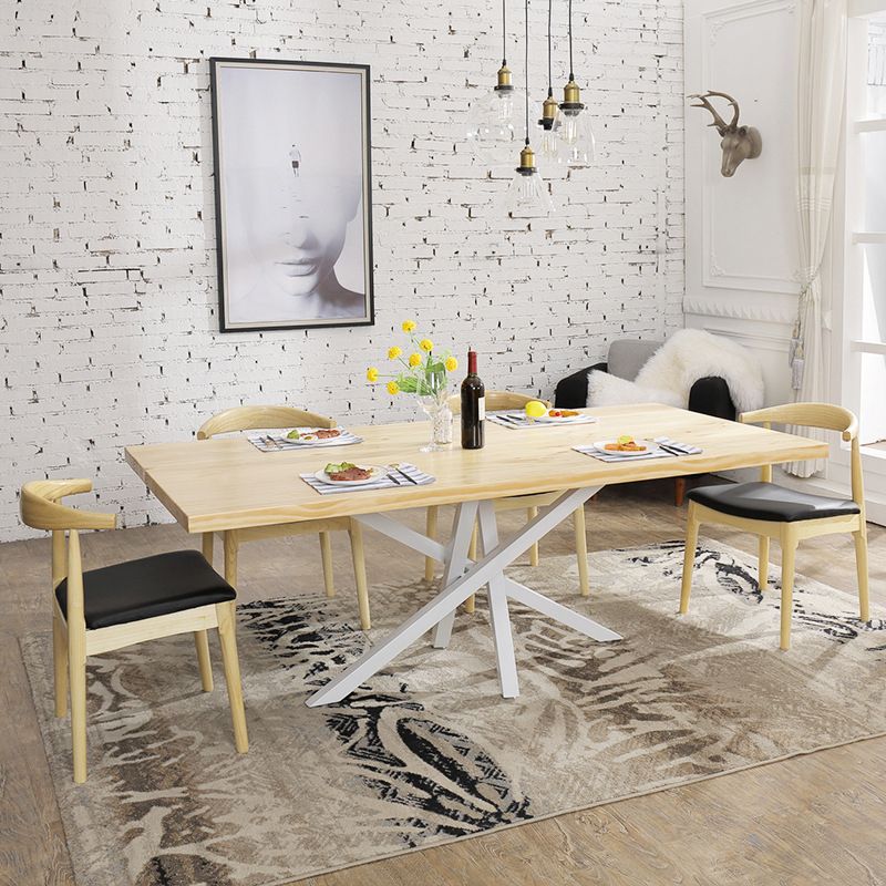 Contemporáneo 1/2/5 Piezas Muebles Rectángulo Comedor de madera maciza Juego en natural