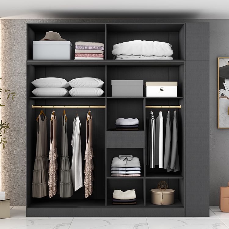 White and Black Wardrobe Armoire Engineered Wood Wardrobe Closet Clearhalo 'Armoires & Wardrobes' 'armoires_wardrobes' 'Bedroom Furniture' 'furn' 'furn_armoires_wardrobes' 'Furniture' 1200x1200_af29d44f-f440-47f1-98e3-0cf6dbf838a0