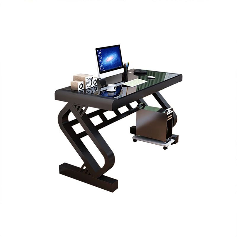 Contemporary Glass Office Desk Rectangular Gaming Desk with Metal Legs Clearhalo 'furn' 'furn_office_desk' 'Furniture' 'Office Desks' 'Office Furniture' 'office_desk' 1200x1200_af2ab4e5-b52c-4996-8b2e-3604655a7e65