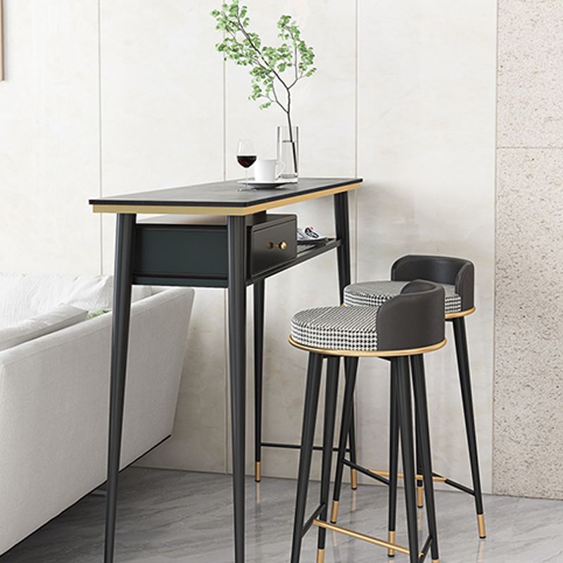 Industrial Marble Pub Table with Rectangle Table Top Legs Table - 41.3" H Clearhalo 'Bar Furniture' 'Bar Tables' 'bar_tables' 'furn' 'furn_bar_tables' 'Furniture' 'furniture_bar_tables' 'Kitchen & Dining Furniture' 1200x1200_af2b100f-283f-4a53-9661-fa145cfdde30