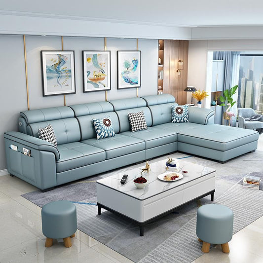 Modern L-shape Sectionas Faux Leather/Linen Sofa with Reversible Chaise and Storage Clearhalo 'furn' 'furn_sectionals' 'Furniture' 'furniture_sectionals' 'Living Room Furniture' 'Sectionals' 1200x1200_af2b9179-ed9b-46b0-92ff-bb8ed3568a94