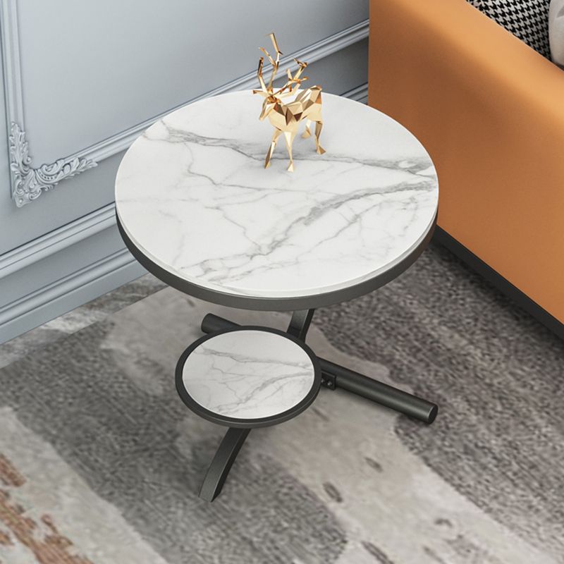 Modern Double Tier Minimalist End Table Abstract Round Corner Table Clearhalo 'Coffee & Accent Tables' 'End & Side Tables' 'end_side_tables' 'furn' 'furn_end_side_tables' 'Furniture' 'Living Room Furniture' 1200x1200_af2bd0da-7eb4-44f6-896a-dd0410cfa560