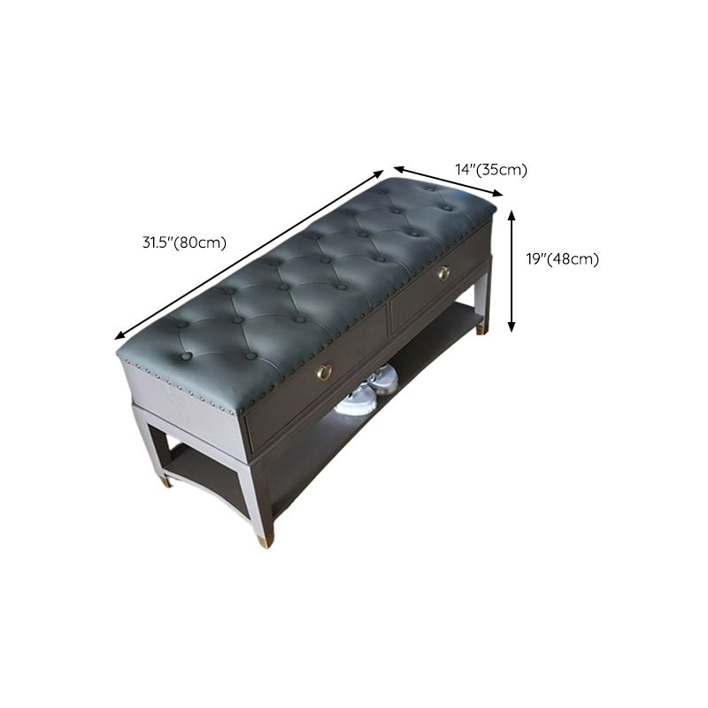 Rubber Wood Seating Bench Genuine Leather Rectangle Shoe Storage Entryway Bench Clearhalo 'Benches' 'Chairs & Seating' 'furn' 'furn_benches' 'Furniture' 'Living Room Furniture' 1200x1200_af2cae18-bf8a-4514-8208-027508cf73d7