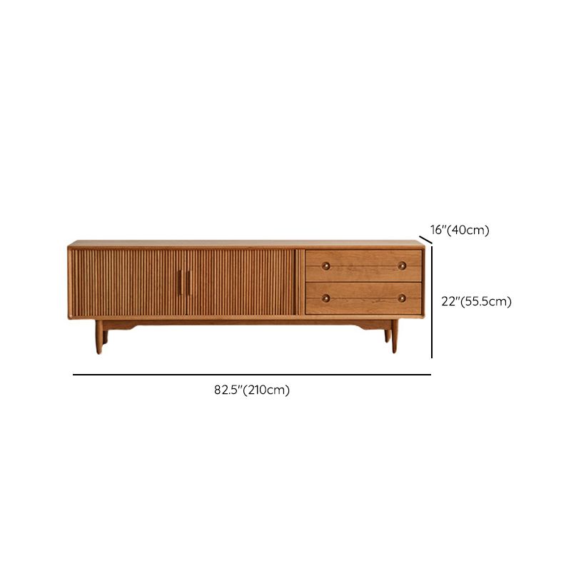 Scandinavische tv-mediastandaard massief houten tv-console met 2 lades