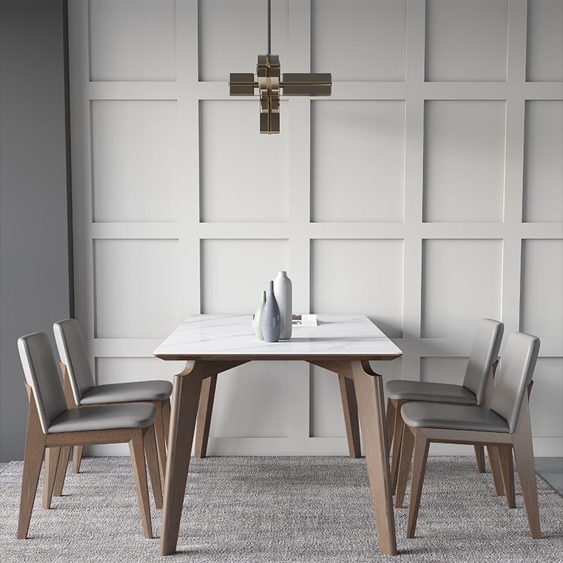 Table à manger blanche brillante avec chaises en cuir 1/2/4/5/7 pièces modernes