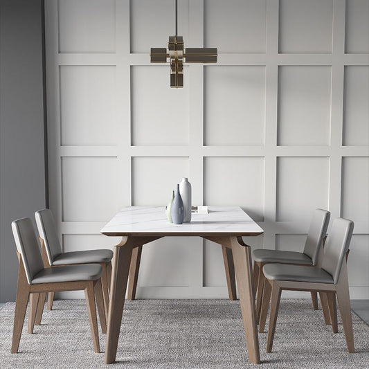 Glossy White Dining Table with Leather Chairs 1/2/4/5/7 Pieces Modern Dinette Set