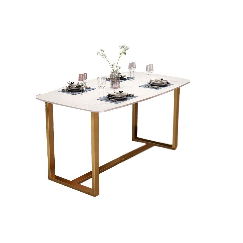 Rectangle Trestle Dining Table Glam Faux Marble Table for Dining Room Clearhalo 'Dining Tables & Seating' 'Dining Tables' 'dining_table' 'furn' 'furn_dining_table' 'Furniture' 'Kitchen & Dining Furniture' 1200x1200_af315b78-6016-4179-90af-eb09f445b5e0
