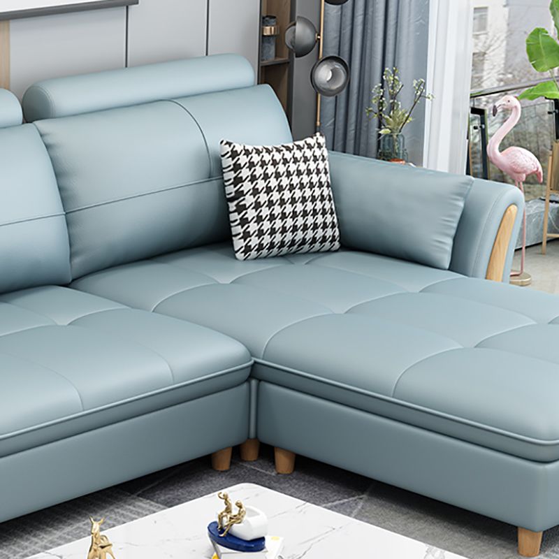 64 "W Scandinavo di divano sezionale in pelle trapuntata sezionale