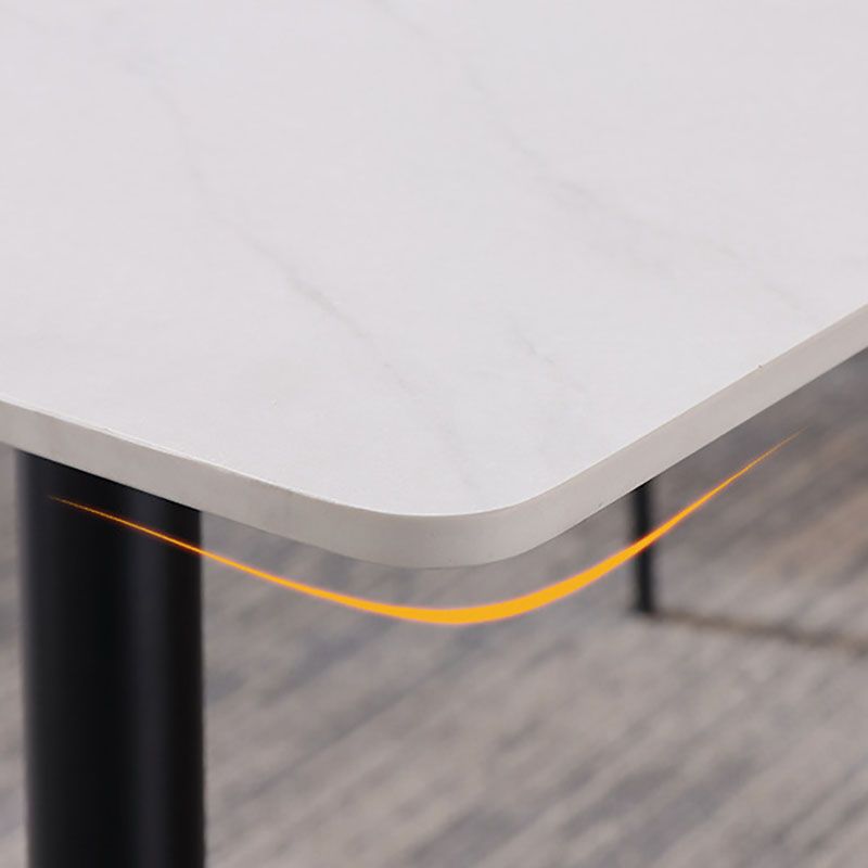 Black Metal Frame Industrial Rectangle Dining Table Sintered Stone Table for Home Clearhalo 'Dining Tables & Seating' 'Dining Tables' 'dining_table' 'furn' 'furn_dining_table' 'Furniture' 'Kitchen & Dining Furniture' 1200x1200_af32f7fb-47ba-4b19-98b4-0a61ebee9fae