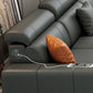 Sectionnel en faux cuir gris foncé avec bras carré pour le salon