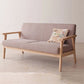 Solid Wood Solid Color Sofa Stationary Sewn Pillow Back Settee for Living Room