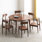 Modern Round Retractable Walnut Top Dining Table with 4 Brown Legs