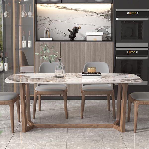 Sintered Stone Top Rectangle Table for Restaurant Modern Table with Ash Trestle Base Clearhalo ' dining_table' 'Dining Tables & Seating' 'Dining Tables' 'furn' 'furn_dining_table' 'Furniture' 'furniture_dining_table' 'Kitchen & Dining Furniture' 'kitchen&dining_furn' 'kitchen' 'kitchen_dining_table' 1200x1200_af35497d-e860-415a-b4d3-dbacdb993958