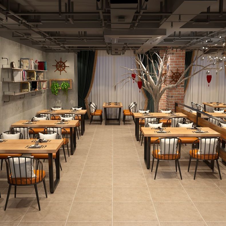 Light Wood Finish Dining Table Set 1/4/5 Pieces Industrial Dinette Set for Home Clearhalo 'Dining Room Sets' 'Dining Tables & Seating' 'dining_room_set' 'furn' 'furn_dining_room_set' 'Furniture' 'Kitchen & Dining Furniture' 1200x1200_af356f09-3a3d-4095-a27c-b15961963751