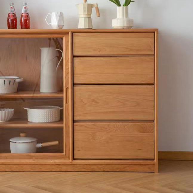 Scandinavian Pine Display Stand Glass Doors Storage Cabinet with Drawers for Living Room Clearhalo 'Display & China Cabinets' 'display_china_cabinets' 'furn' 'furn_display_china_cabinets' 'Furniture' 'Kitchen & Dining Furniture' 1200x1200_af3617ab-a98b-49fd-a769-7d2c7320712c