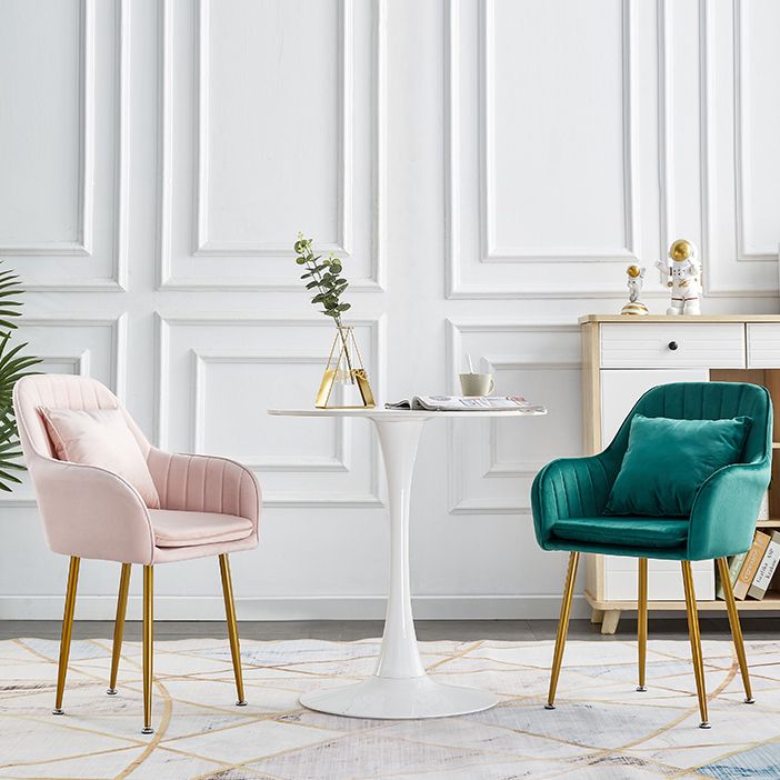 Scandinavian Dining Arm Chair Solid Back Side Chair with Metal Legs for Home Use Clearhalo ' kitchen&dining_furn' 'Dining Chairs' 'Dining Tables & Seating' 'dining_chair' 'furn' 'furn_dining_chair' 'Furniture' 'furniture_dining_chair' 'Kitchen & Dining Furniture' 'kitchen' 1200x1200_af363c52-d527-4bf9-a2b7-b8b0769c4855