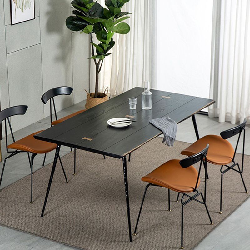 Dining Room Dinner Kitchen Table Black Frame Solid Wood Dining Table Clearhalo 'Dining Tables & Seating' 'Dining Tables' 'dining_table' 'furn' 'furn_dining_table' 'Furniture' 'Kitchen & Dining Furniture' 1200x1200_af375bcc-ceab-40b5-910c-ffd0a373ac3c