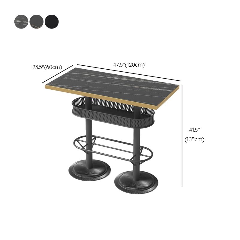 Industrial Style Bar Height Table Black Bar Dining Table with Storage Clearhalo 'Bar Furniture' 'Bar Tables' 'bar_tables' 'furn' 'furn_bar_tables' 'Furniture' 'Kitchen & Dining Furniture' 1200x1200_af382bb8-d8f6-4a8a-8c53-9f3c72de8c91