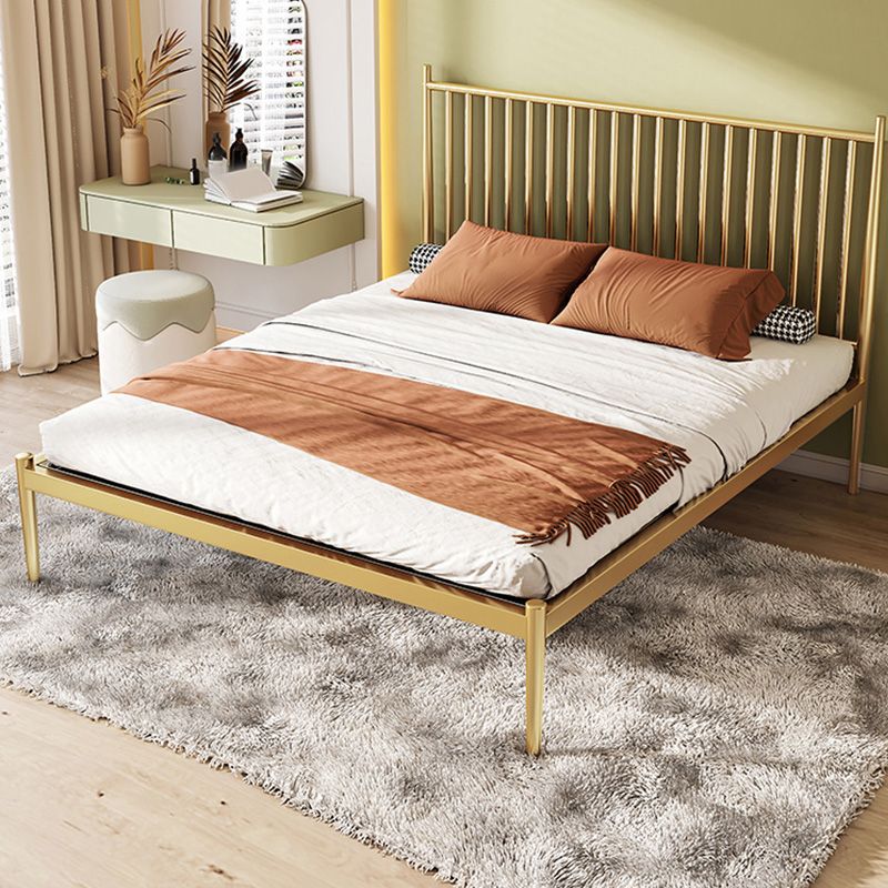 Contemporary Finish Metallic Open-Frame Bed Glam Wire-Grid Iron Bed Frame with Headboard Clearhalo 'Bedroom Furniture' 'Beds' 'furn' 'furn_beds' 'Furniture' 1200x1200_af392510-8d32-40da-b252-aa9345ee4342