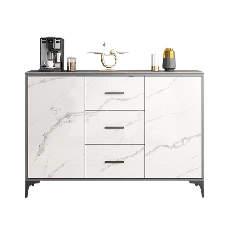 Simple White Buffet Server Stone Top Dining Server for Living Room Clearhalo 'buffet_sideboard' 'Buffets & Sideboards' 'furn' 'furn_buffet_sideboard' 'Furniture' 'furniture_buffet_sideboard' 'Kitchen & Dining Furniture' 1200x1200_af3c1753-d497-43fa-8a61-4bb8325c7636