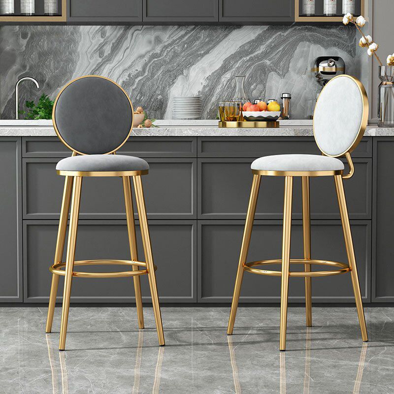 Nordic Style Bar-stool Round Counter Bar Stool with Metal Legs Clearhalo 'Bar Furniture' 'Bar Stools' 'bar_stools' 'furn' 'furn_bar_stools' 'Furniture' 'furniture_bar_stools' 'Kitchen & Dining Furniture' 1200x1200_af3c1815-479f-4750-b190-8b3df2a7cd17