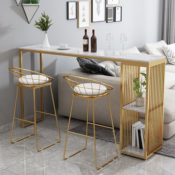 Table de table de bar en marbre rectangle luxueux Table de comptoir 1/3 pièces avec tabourets hauts