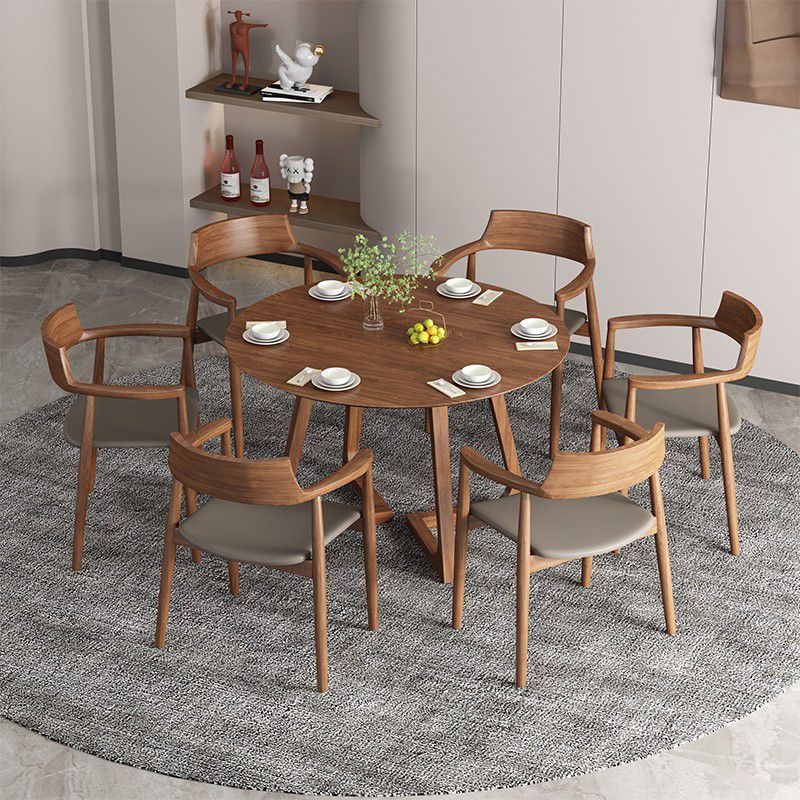 1/2/4/7 Pcs Wood Modern Dining Room Set with Round Table and Wood Chairs Dinette Set Clearhalo 'Dining Room Sets' 'Dining Tables & Seating' 'dining_room_set' 'furn' 'furn_dining_room_set' 'Furniture' 'furniture_dining_room_set' 'Kitchen & Dining Furniture' 'kitchen&dining_furn' 'kitchen' 1200x1200_af4313a3-c62f-4a2d-849c-a2ad835137b6