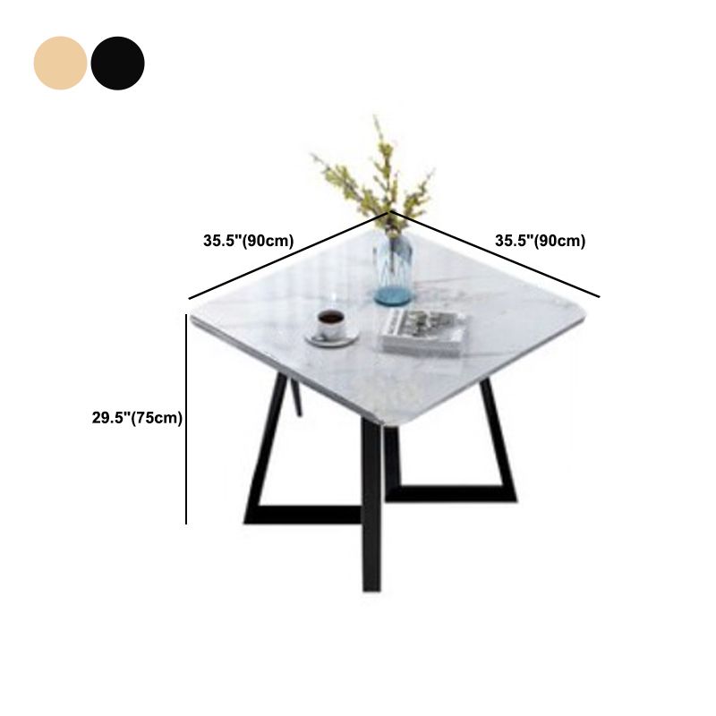 Glam Style Stone Square Dining Table with Metal 4 Legs for Living Room Clearhalo 'Dining Tables & Seating' 'Dining Tables' 'dining_table' 'furn' 'furn_dining_table' 'Furniture' 'furniture_dining_table' 'Kitchen & Dining Furniture' 'kitchen' 'kitchen_dining_table' 1200x1200_af436ebc-faec-4304-bca4-7366c8a639cc