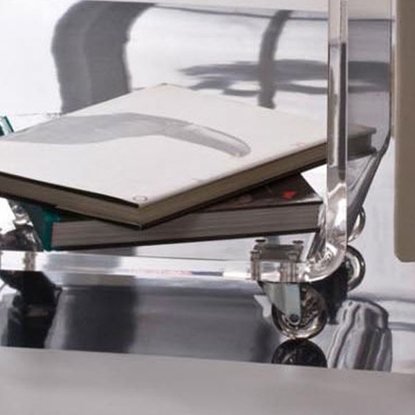 Tavolo da notte acrilico stile moderno comodino minimalista con pulegge